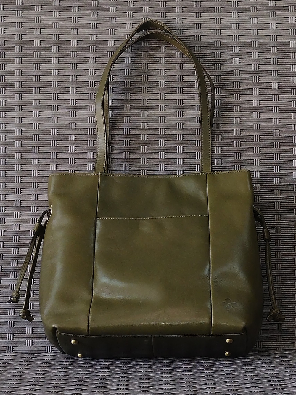 Patricia Nash Olive Green Leather Shoulder Tote